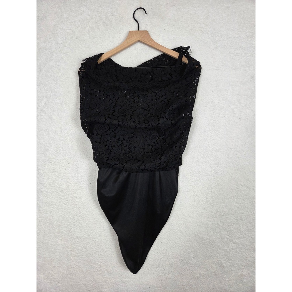 Express Little Black Lace Dress Eyelash Trim Event Date Fitted Babydoll Coquette - Picture 5 of 10